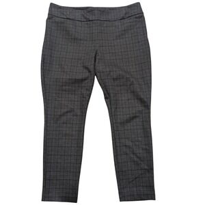 Dalia XL Gray Brown Black Plaid Pull On Skinny Slim Leg Pants Comfy‎ Work Wear